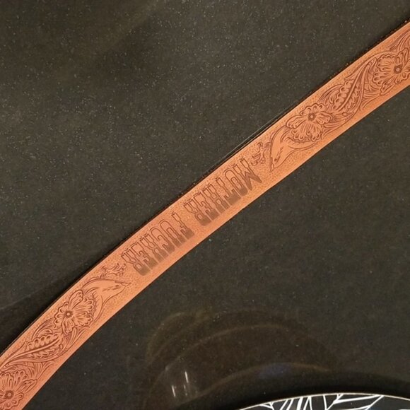 ?MOTHER? The Buckle Up Belt ~ Brown MF 100% Leather Engraved Small S NWT